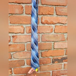 Michelle NY/Paris Classic Striped Tie – Blue, White & Grey – Silk Blend Elegance